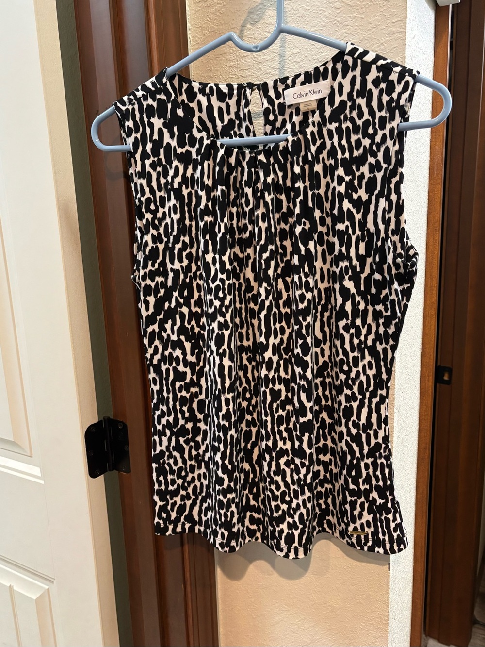 Calvin Klein Black and White Animal Print Sleeveless Camisole